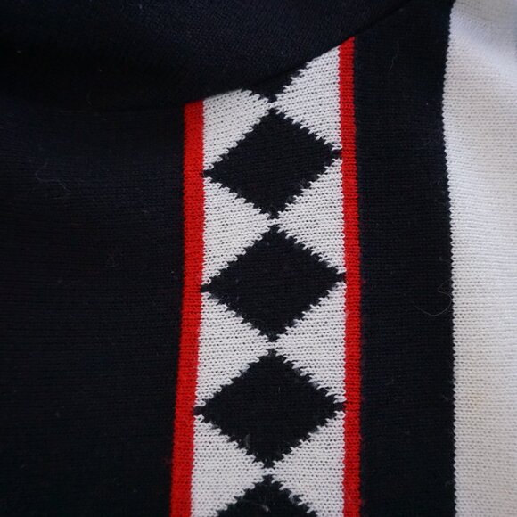 Vintage Ami Knits Black Red White Cardigan Preppy Collegiate 80s Vintage M - Picture 9 of 11